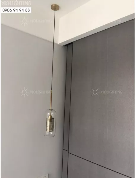 Đèn Thả Thủy Tinh Hình Trụ, Phối Lồng Sắt Tdc-1840