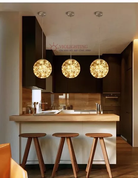 Đèn Thả Decor - Quả Cầu Thủy Tinh Đom Đóm, Màu Khói Tdc-170