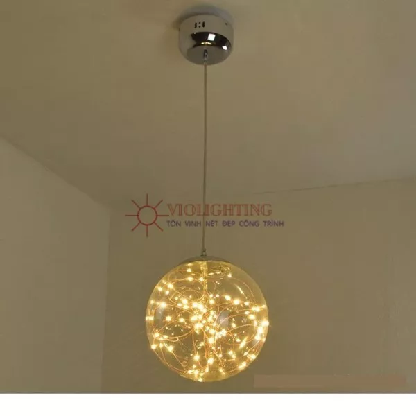Đèn Thả Decor - Quả Cầu Thủy Tinh Đom Đóm, Màu Khói Tdc-170