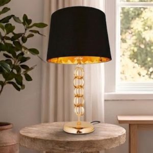 Đèn bàn chụp vải đen, thân kim loại uốn nghệ thuật DB-389