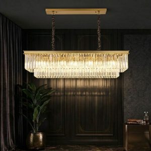 Đèn gắn trần phòng khách-bàn ăn kiểu ngang, Phale thẻ phối khung vàng  DC-1032
