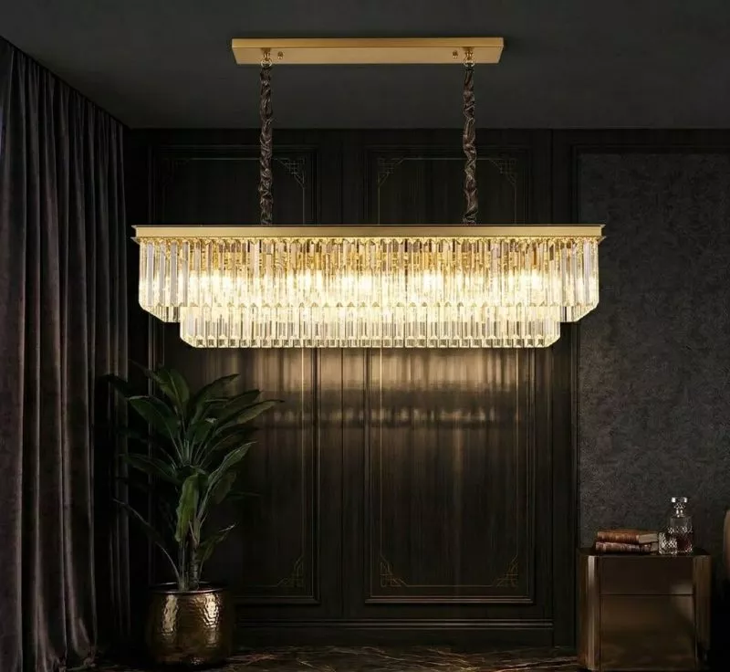 Đèn gắn trần phòng khách-bàn ăn kiểu ngang, Phale thẻ phối khung vàng DC-1032
