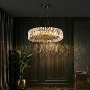 Đèn thả phòng khách-bàn ăn, mâm inox vàng phối phale nghệ thuật  DC-104