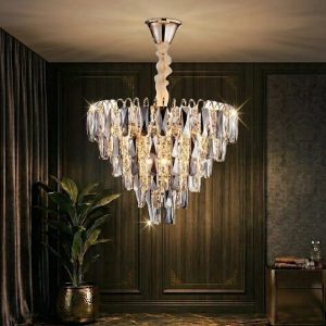 Đèn chùm phale, thiết kế kiểu tròn, thẻ phale K9 màu khói cao cấp DC-1073