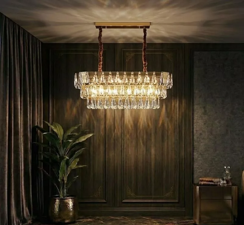 Đèn chùm phale, thiết kế thả ngang, khung kim loại si vàng đồng phối phale K9 cao cấp DC-1075 - Hình ảnh 2