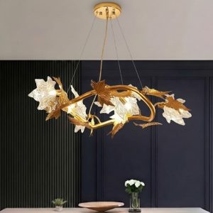 Đèn chùm hiện đại – phòng khách-bàn ăn, phong cách Serip lá thu cao cấp DC-1081
