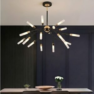 Đèn chùm phòng khách-bàn ăn, 18 ống thủy tinh nghệ thuật DC-136