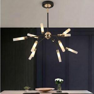 Đèn gắn trần phòng khách-bàn ăn, 12 ống thủy tinh nghệ thuật DC-137