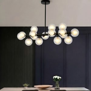 Đèn thả kiểu ngang, thân sơn đen, chao thủy trong 2 lớp16 Bóng DC-154D