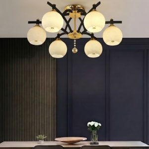 Đèn chùm hiện đại – chao thủy tinh thiết kế 6 bóng DC-2106