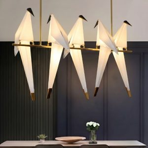 Đèn chùm hiện đại – thiết kế khung kim loại kiểu ngang cao cấp, 5 chim hạc nghệ thuật TDC-1191