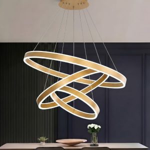 Đèn Thả LED 3 Vòng Viền Vàng Hiện Đại TDC-180