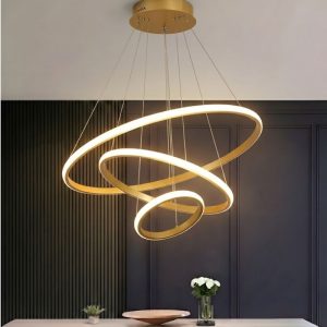 Đèn Thả LED 3 Vòng, thân vàng xước – Giá Rẻ TDC-188V