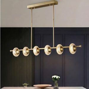 Đèn chùm hiện đại phòng khách-bàn ăn, kiểu ngang – vòng đá phale cao cấp TDC-242