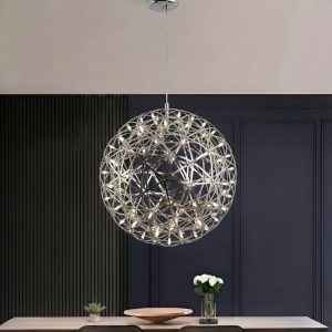 Đèn thả decor – thiết kế quả cầu tuyết màu Inox TDC-95