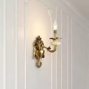 Đèn vách đồng nguyên chất thiết kế tay nến,chao đá cẩm thạch VD-151