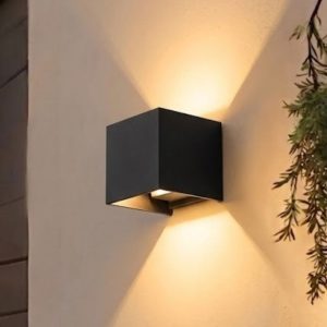 Đèn tường Led hiện đại ngoài trời, hắt 2 đầu, thiết kế khối vuông VNT-322