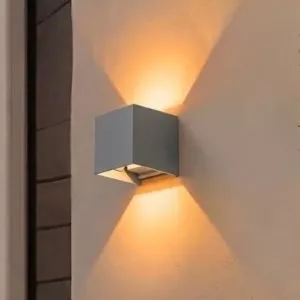 Đèn tường Led hiện đại ngoài trời, hắt 2 đầu, thiết kế khối vuông VNT-322