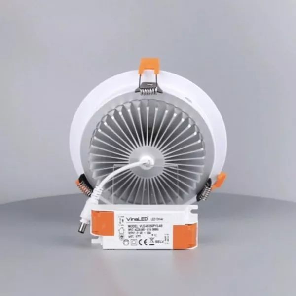Đèn Downlight Âm Trần Cao Cấp, 15Wat Vinaled Mẫu E, Màu Trắng/Bạc