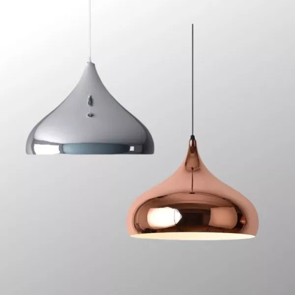 Đèn Thả Decor - Kim Loại Hình Giọt Nước, Si Màu Vàng Hồng/Crome Bóng Cao Cấp Tdc165