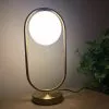 Đèn bàn chao thủy tinh trắng, thân kim loại si vàng-đồng DB-329 - Hình ảnh 3