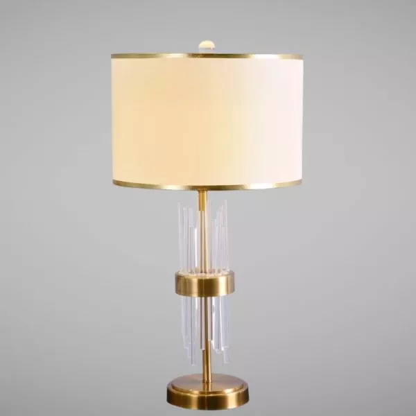 Đèn Bàn Chao Vải Thân Kim Loại Phối Thủy Tinh Nghệ Thuật Db-357