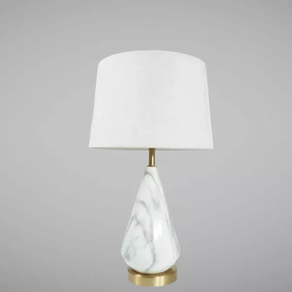 Đèn Bàn Chao Vải Trắng, Thân Đá Cao Cấp Db-345