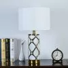 Đèn bàn chụp vải trắng, thân đá kim loại DB-324 - Hình ảnh 2
