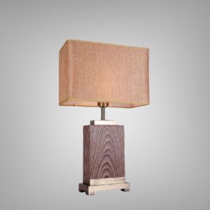 Đèn bàn gỗ phối kim loại, chao vải nghệ thuật  DB-400
