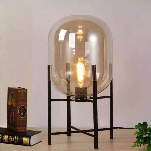 Đèn Bàn Hiện Đại, Chao Thủy Tinh Trà Nghệ Thuật Db-690