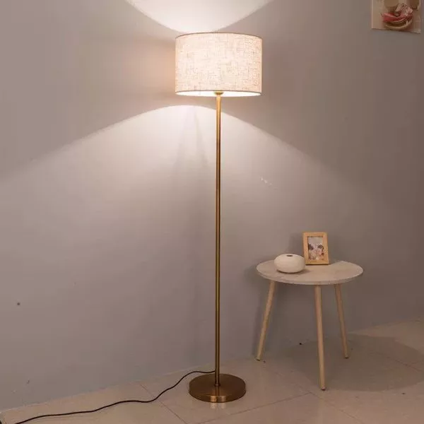 Đèn Cây Hiện Đại, Chao Vải, Thân Kim Loại Si Vàng-Đồng  Dc-212