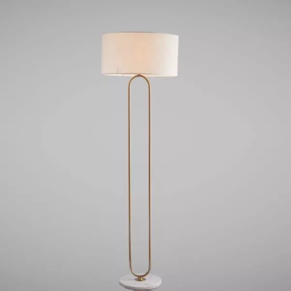 Đèn Cây Hiện Đại, Chụp Vải Trắng, Thân Kim Loại Si Vàng-Đồng Cao Cấp Dc-207