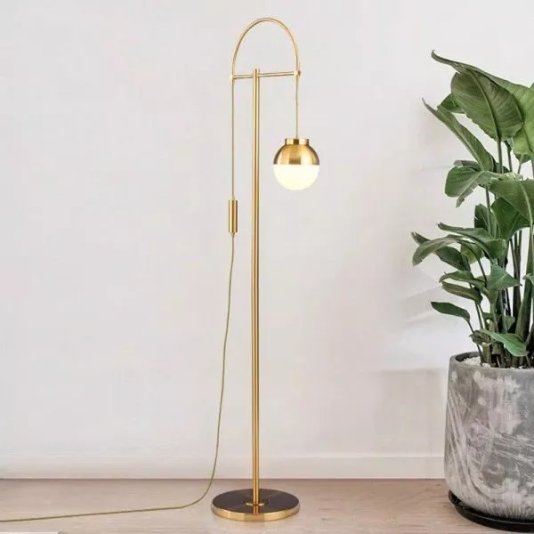 Đèn Cây Hiện Đại, Thân Kim Loại Si Vàng Đồng, Chao Thả Nghệ Thuật Dc-218