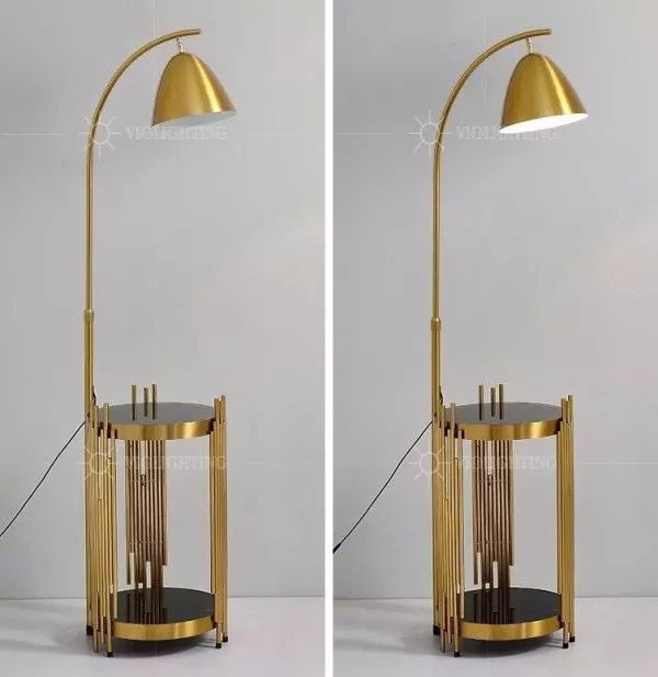 Đèn Cây Thân Si Vàng-Đồng, Có 2 Kệ Mini Tiện Lợi Dc-602