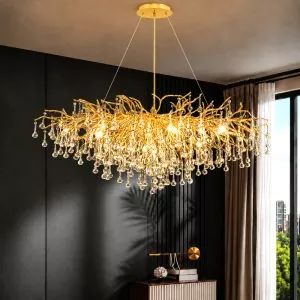 Đèn chùm hiện đại, thiết kế phong cách Serip, hạt thủy tinh trong cao cấp DC-1082