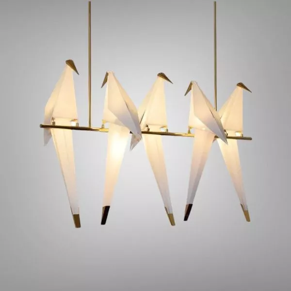 Đèn Chùm Hiện Đại - Thiết Kế Khung Kim Loại Kiểu Ngang Cao Cấp, 5 Chim Hạc Nghệ Thuật Tdc-1191