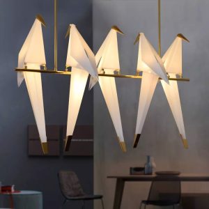 Đèn thả thiết kế khung kim loại kiểu ngang cao cấp, 5 chim hạc nghệ thuật TDC-1191