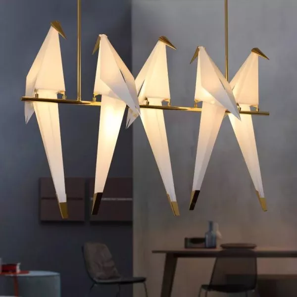 Đèn Chùm Hiện Đại - Thiết Kế Khung Kim Loại Kiểu Ngang Cao Cấp, 5 Chim Hạc Nghệ Thuật Tdc-1191