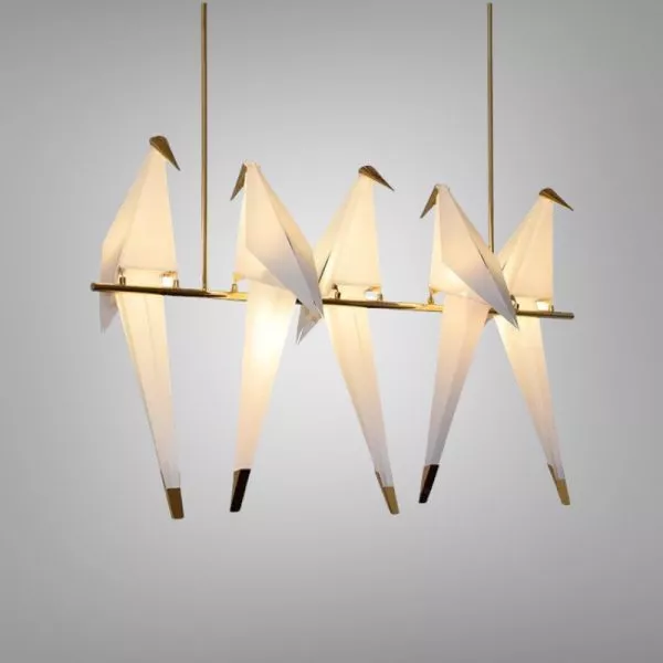 Đèn Chùm Hiện Đại - Thiết Kế Khung Kim Loại Kiểu Ngang Cao Cấp, 5 Chim Hạc Nghệ Thuật Tdc-1191