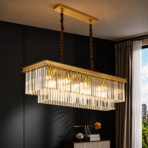 Đèn chùm pha lê, thiết kế thả ngang, thẻ phale trắng DC-1032
