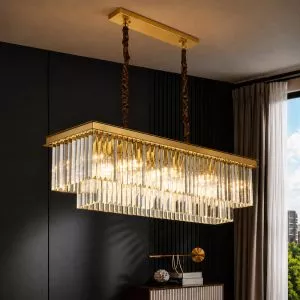 Đèn chùm pha lê, thiết kế thả ngang, thẻ phale trắng DC-1032