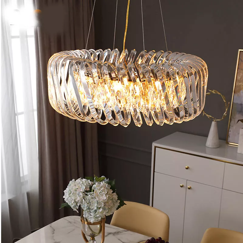 Đèn thả phòng khách-bàn ăn, mâm inox vàng phối phale nghệ thuật DC-104 - Hình ảnh 3