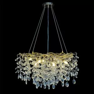 Đèn chùm phale, thiết kế hình tròn, kiểu lá cây, hạt phale trong cao cấp DC-1078