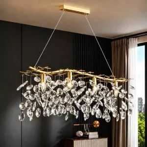 Đèn chùm phale, thiết kế kiểu lá cây thả ngang, hạt phale trong cao cấp DC-1079