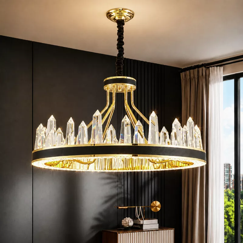 Đèn chùm pha lê, thiết kế vòng tròn, thẻ pha lê cao cấp DC-1064