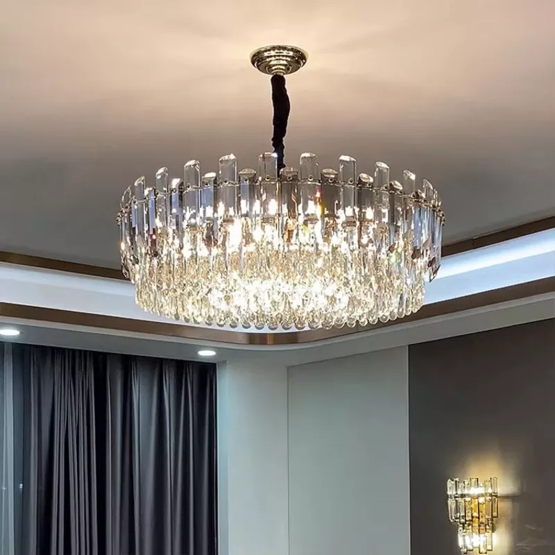 Đèn chùm pha lê kiểu tròn thẻ pha lê phối màu khói cao cấp DC-123 - Hình ảnh 6