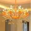 Đèn chùm tay nến-thân hợp kim phối chao đá cẩm thạch DC-2021