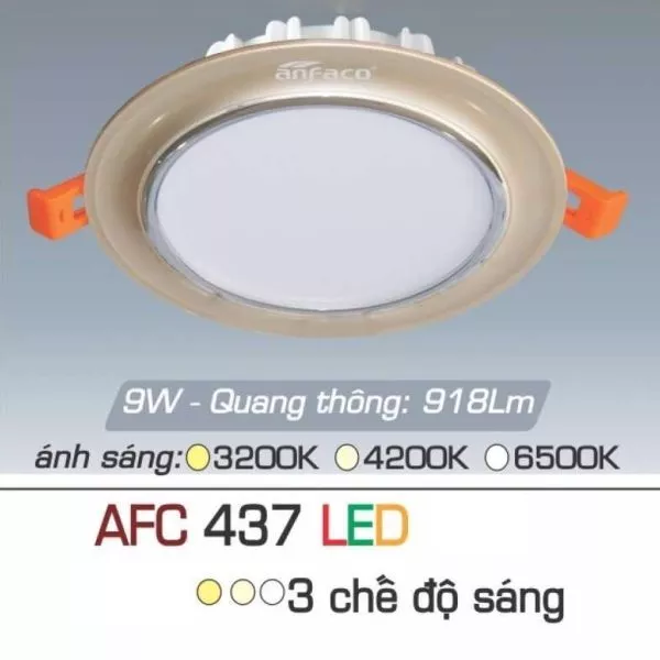 Đèn Downlight Âm Trần 3 Chế Độ Cao Cấp, Mặt Lồi, Viền Màu Kem - Anfaco Afc437