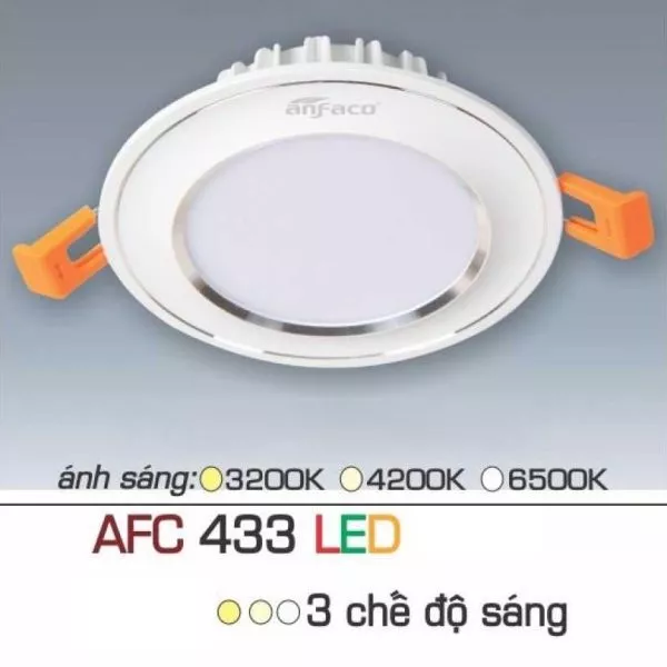 Đèn Downlight Âm Trần Đơn Sắc Cao Cấp, Mặt Lồi, Viền Màu Bạc - Anfaco Afc433
