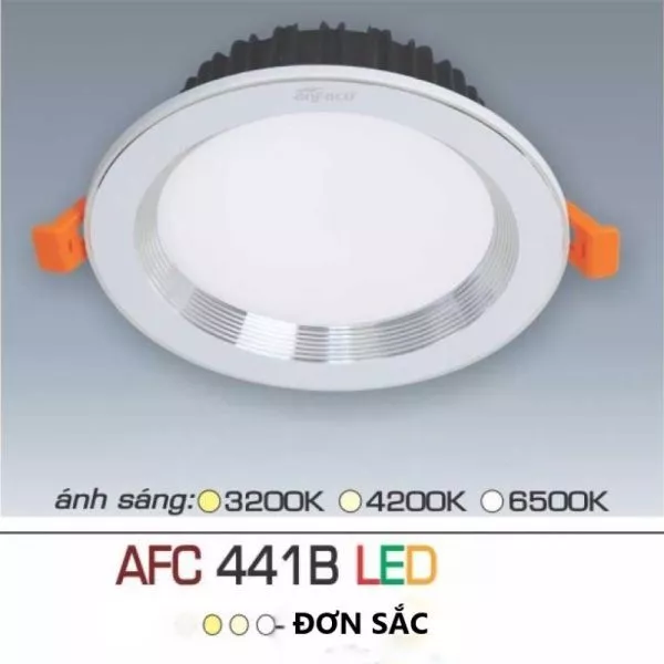 Đèn Downlight Âm Trần Đơn Sắc, Mặt Lỏm, Viền Bạc Cao Cấp - Anfaco Afc441B